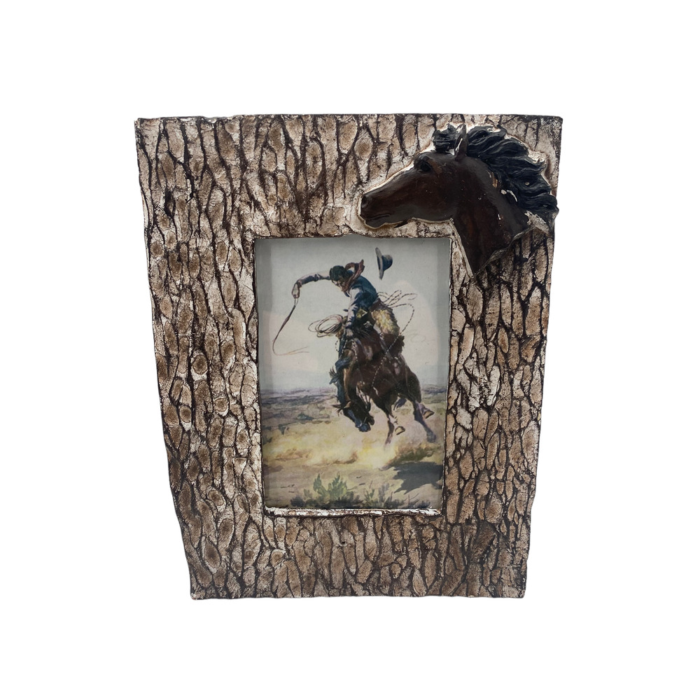 Western HORSE Country Rustic Cowboy Resin Picture Frame
